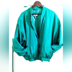 Women's oversized silk bomber jacket